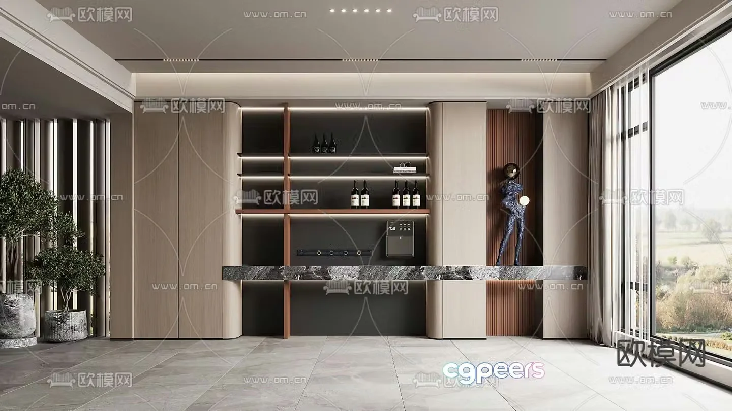 Modern wine cabinet sideboard 3D model
