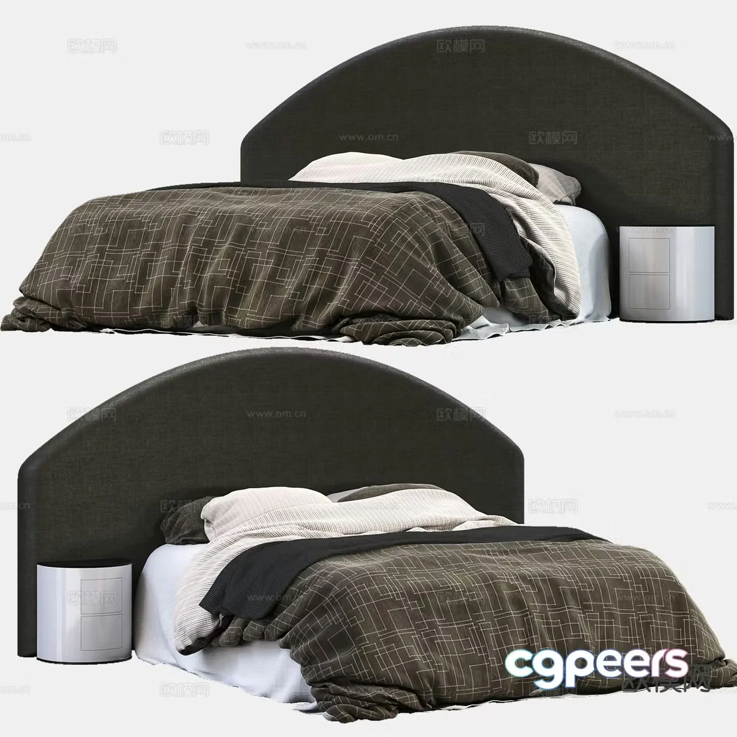 Modern double bed 3d model