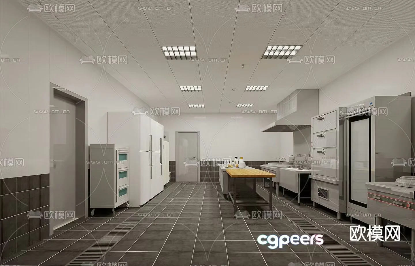Central kitchen back kitchen 3d model