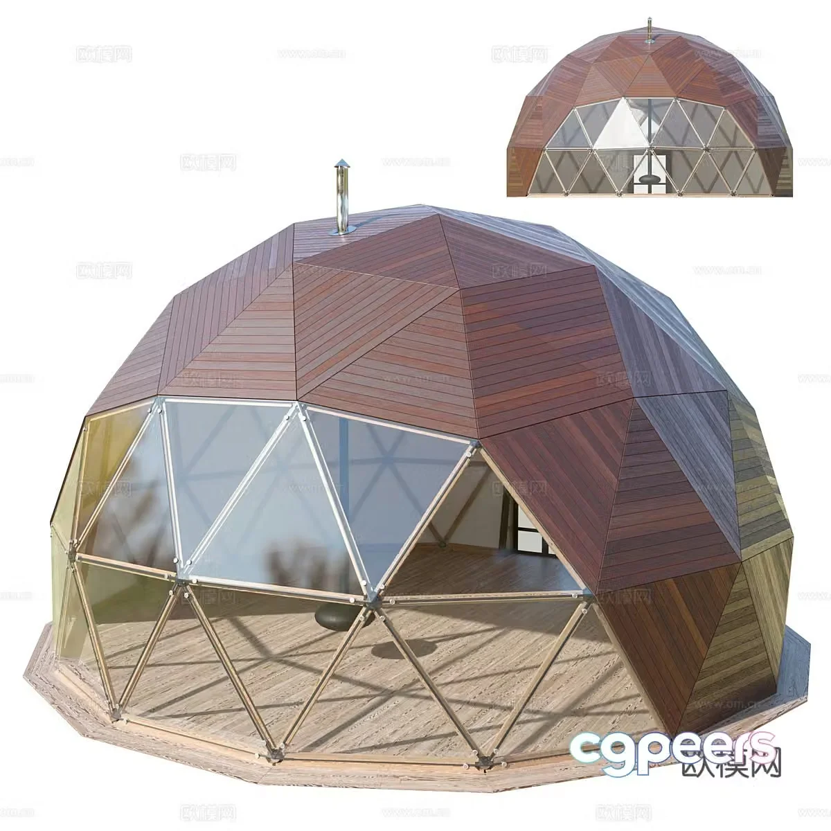 Modern dome glass house 3d model