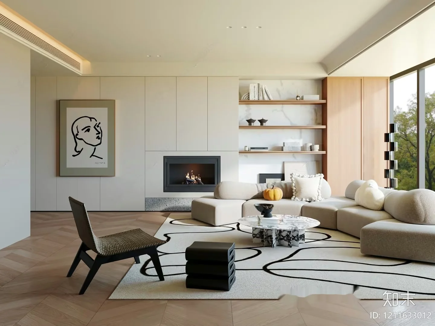 Modern Living Room 3D Model – 2027 – VRAY Render