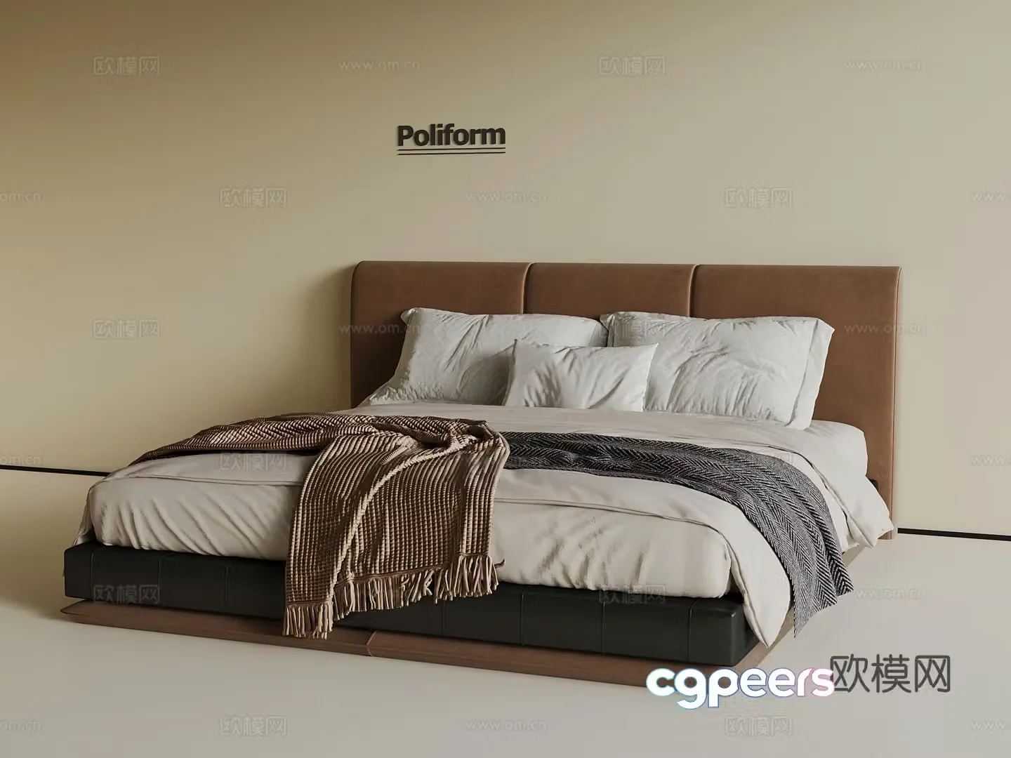 Modern double bed Middle style double bed 3d model