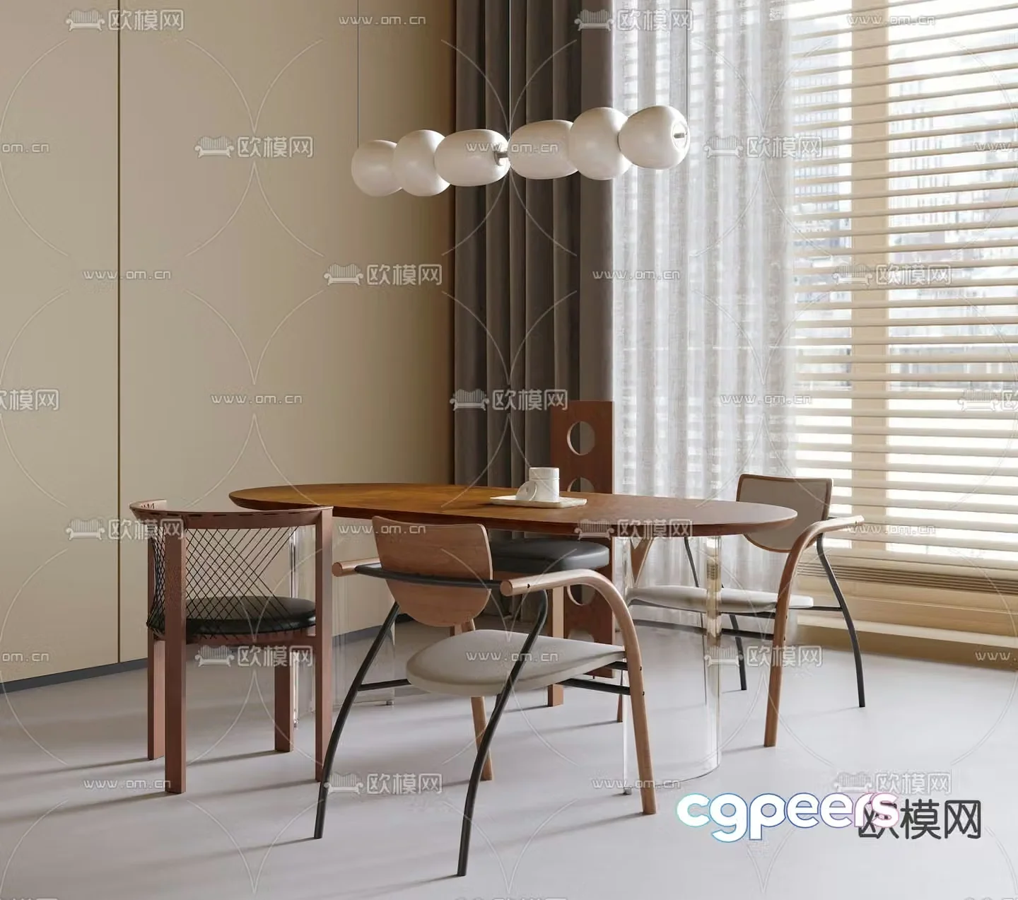 Medieval style dining table and chairs 3d model