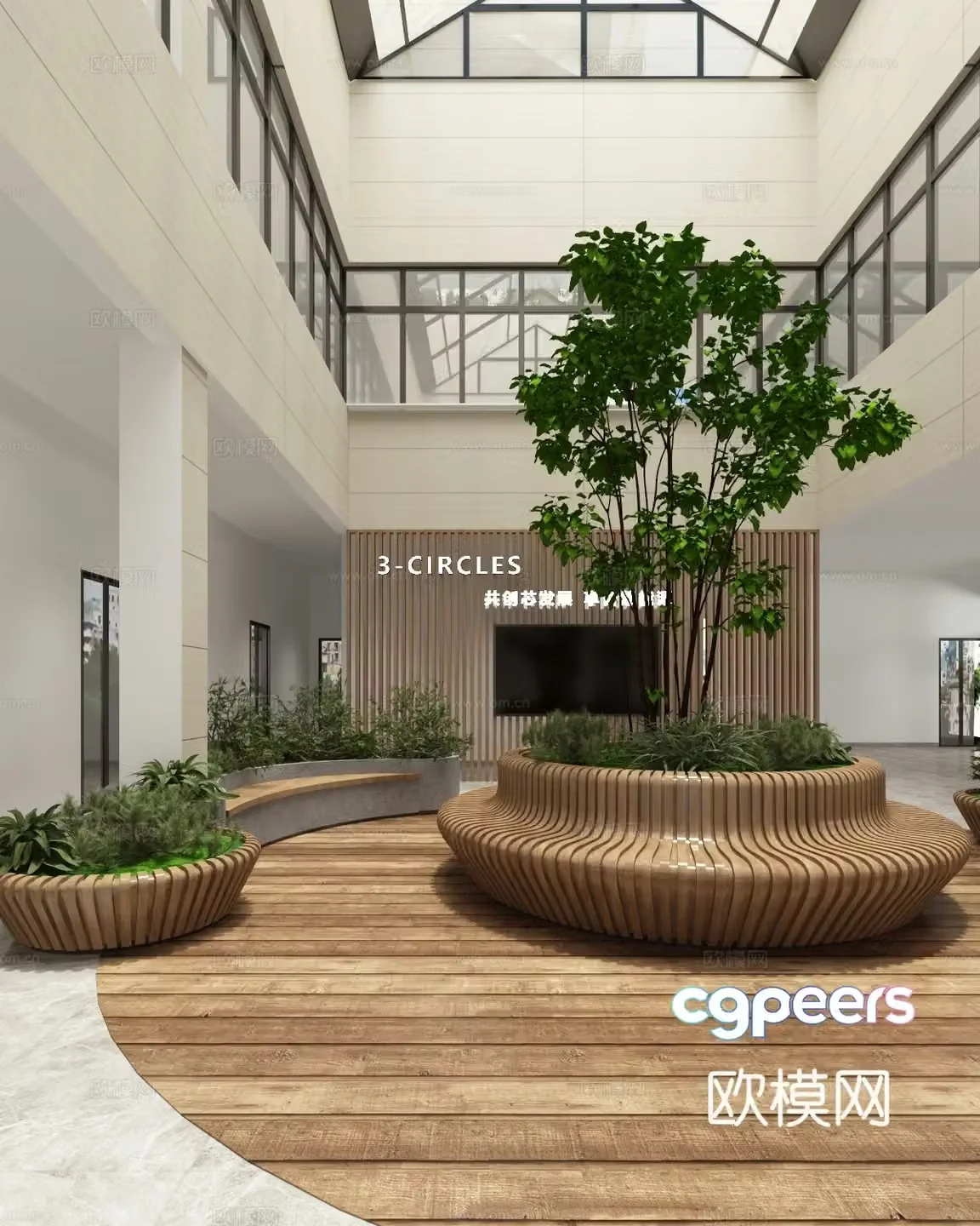Modern office leisure area 3d model