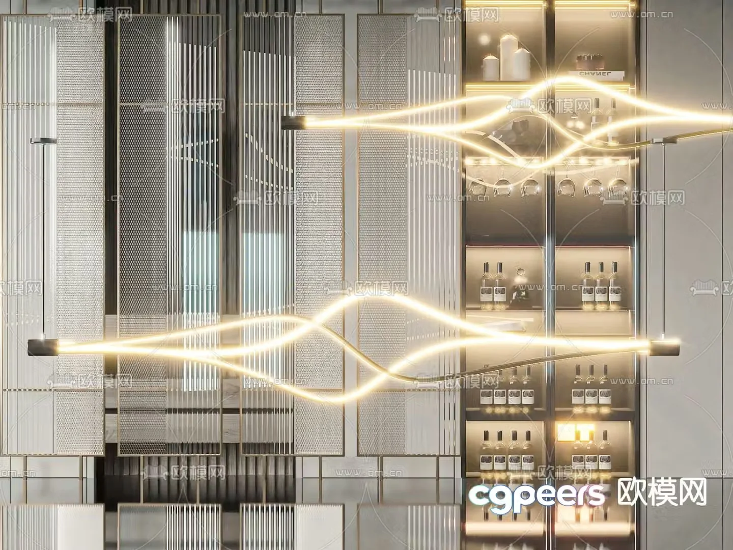 Lamp tube chandelier 3d model