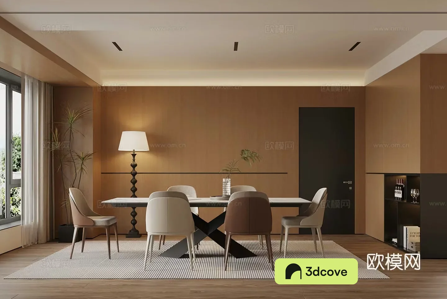 Modern restaurant dining table and chair combination