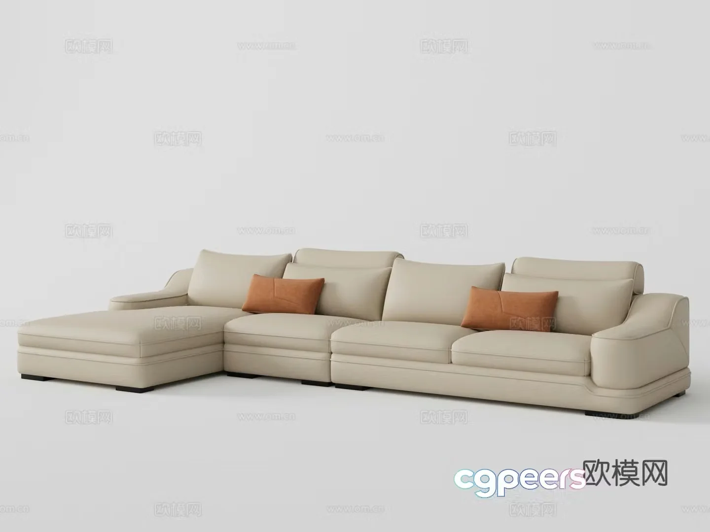 Modern simple three-person sofa 3D model 3D model