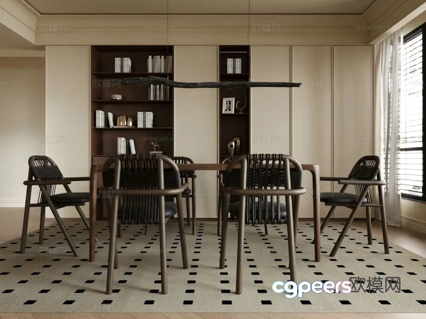 Medieval style dining table and chairs 3d model
