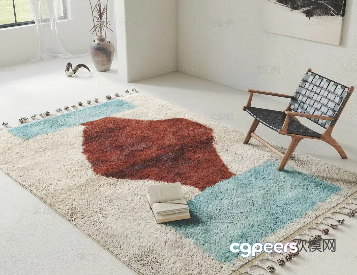 Modern carpet Plush carpet Bedroom carpet Living room carpet Leisure chair 3d model