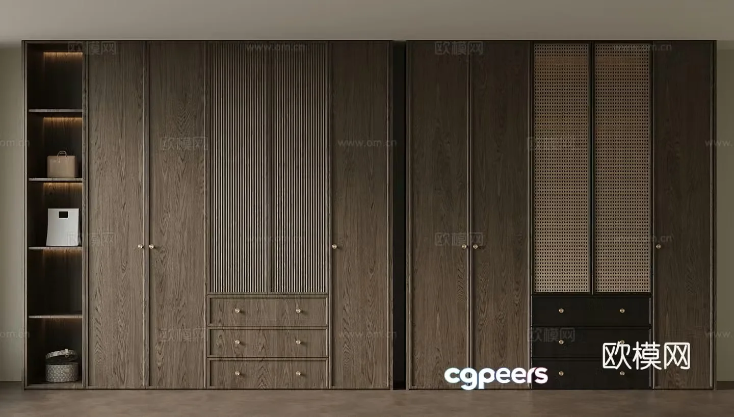 Jiji Feng wardrobe rattan fume cabinet door 3D model