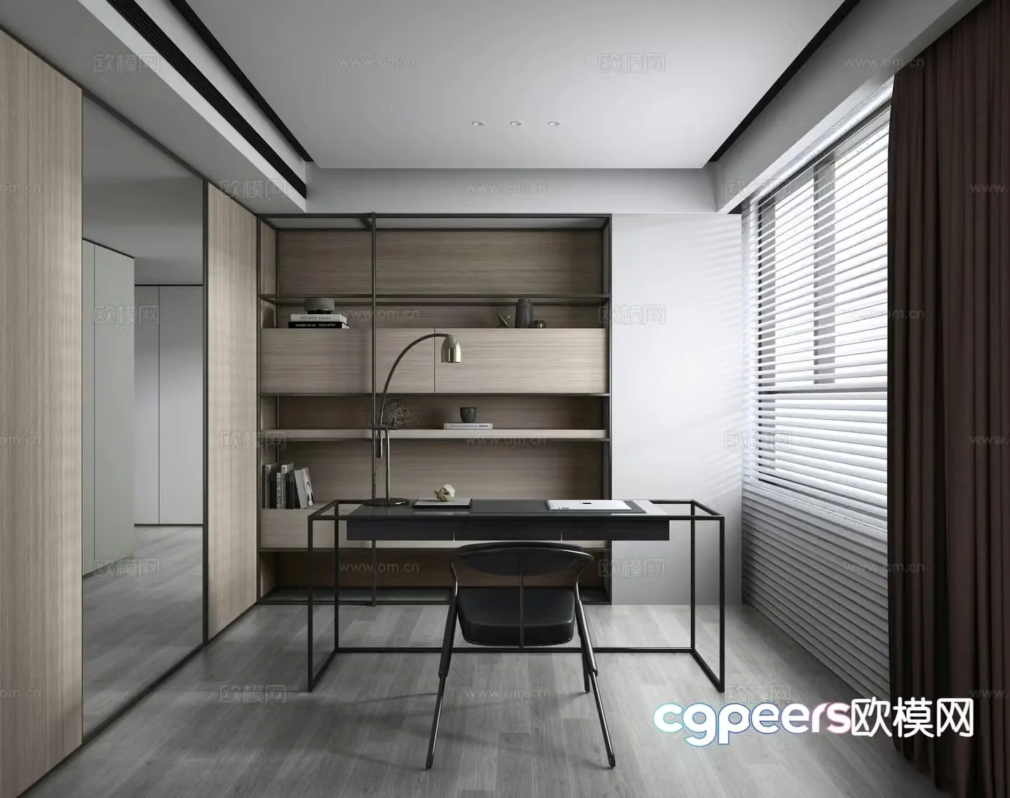 Modern study room 3d model