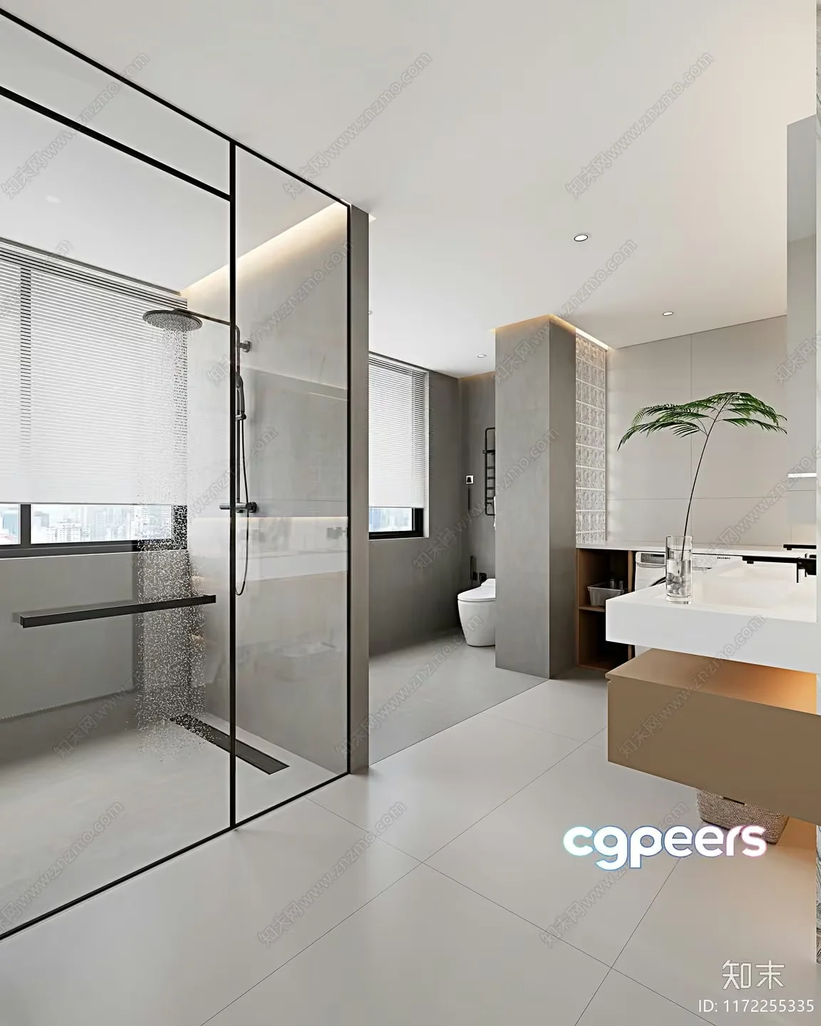 Modern Glass-Enclosed Shower 3D Model – 22144 – VRAY Render