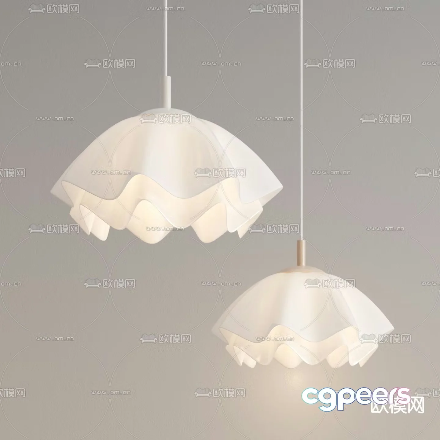 Cream style chandelier petal chandelier 3d model