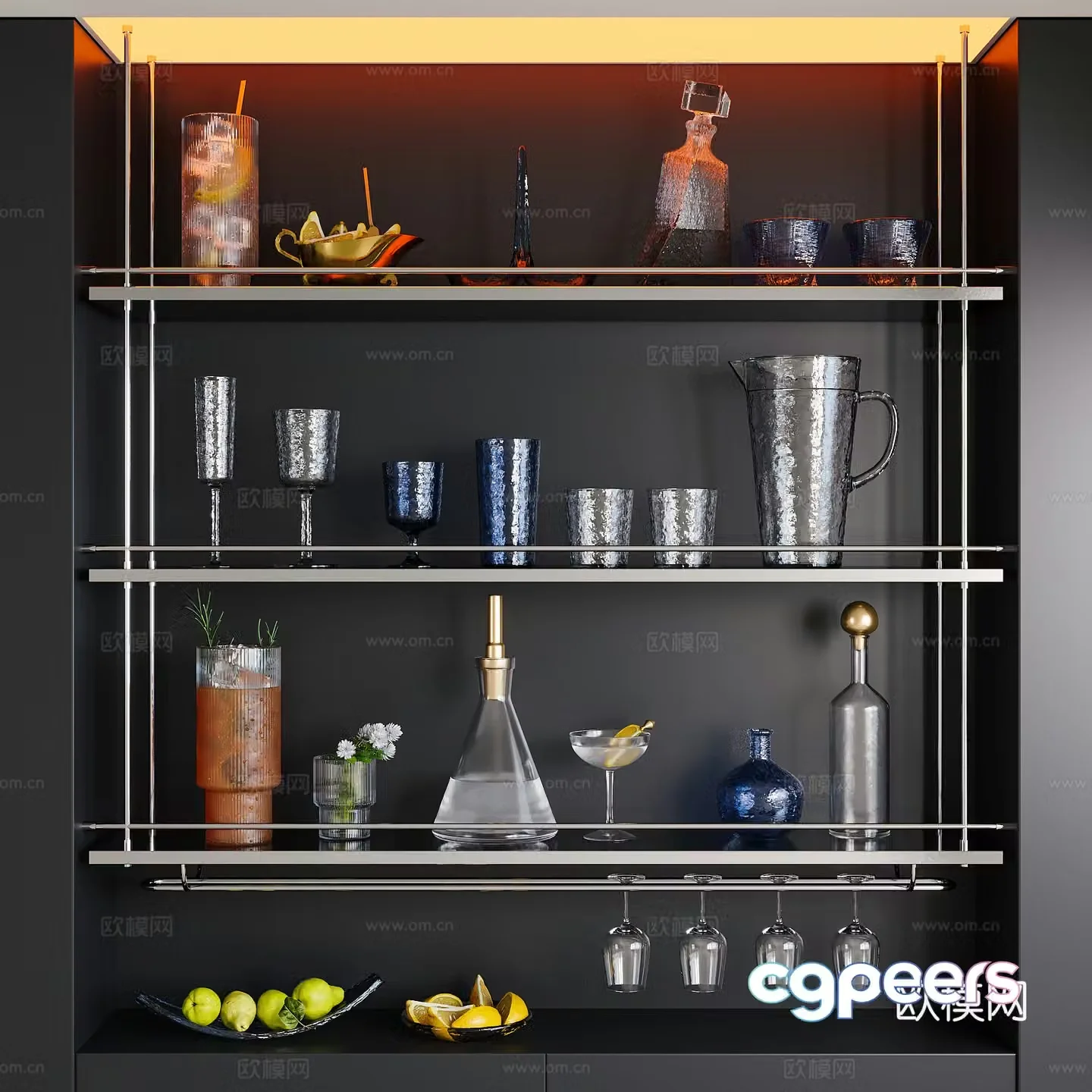 Modern wine cabinet wine rack 3d model