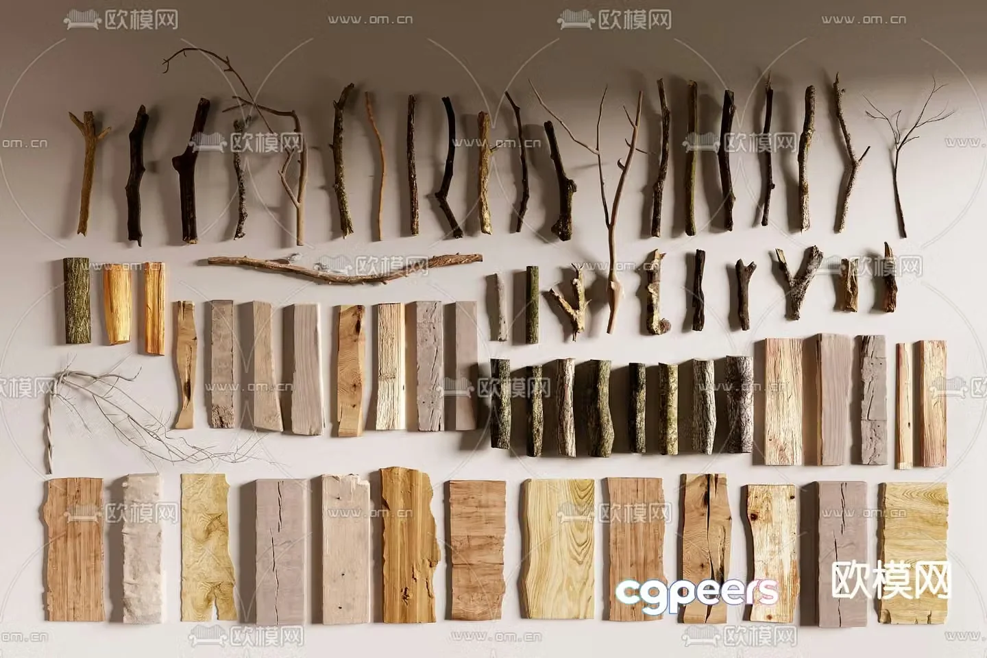 old wood old planks wooden blocks wooden strips 3d model