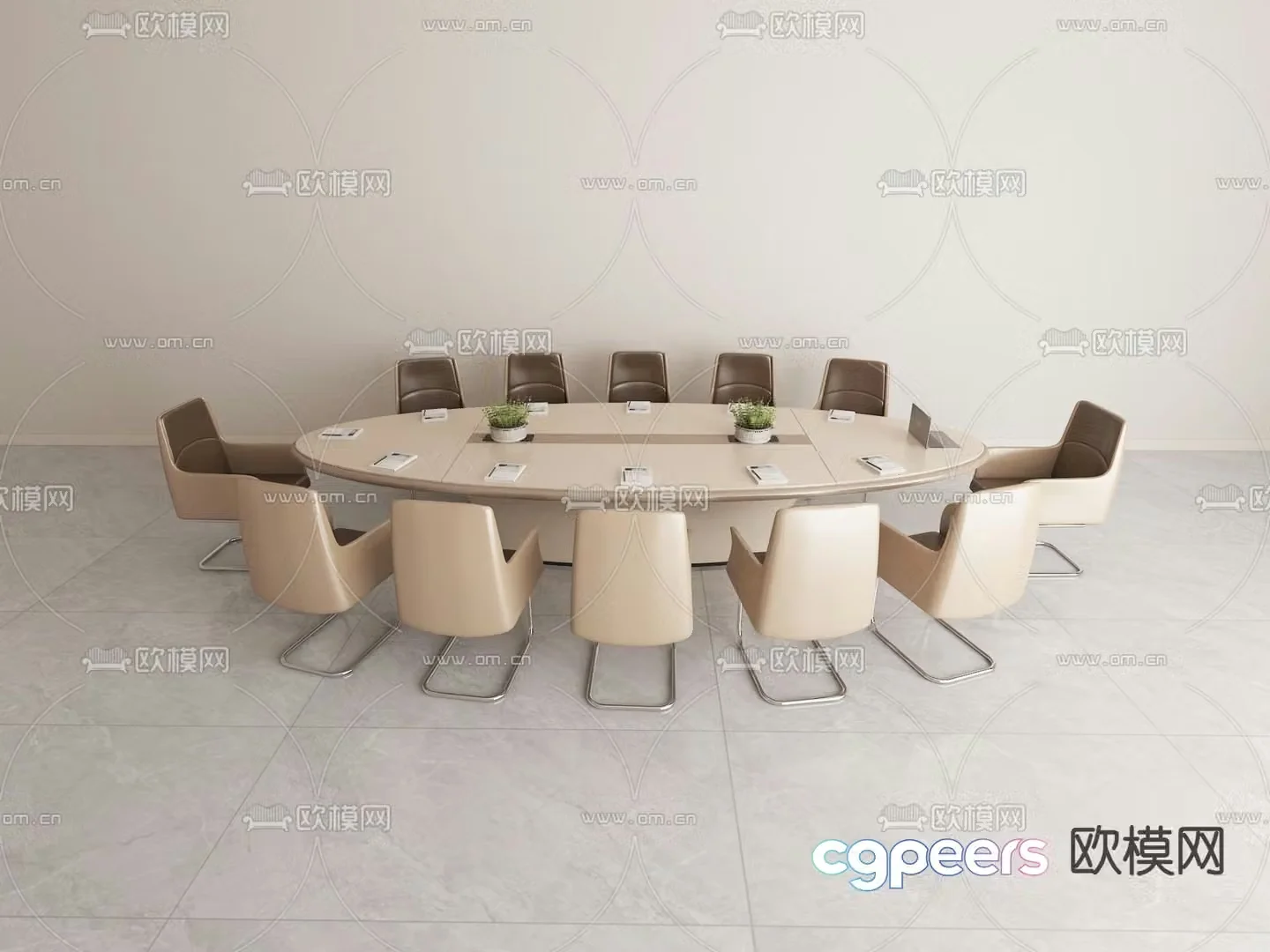Oval conference table conference table 3d model