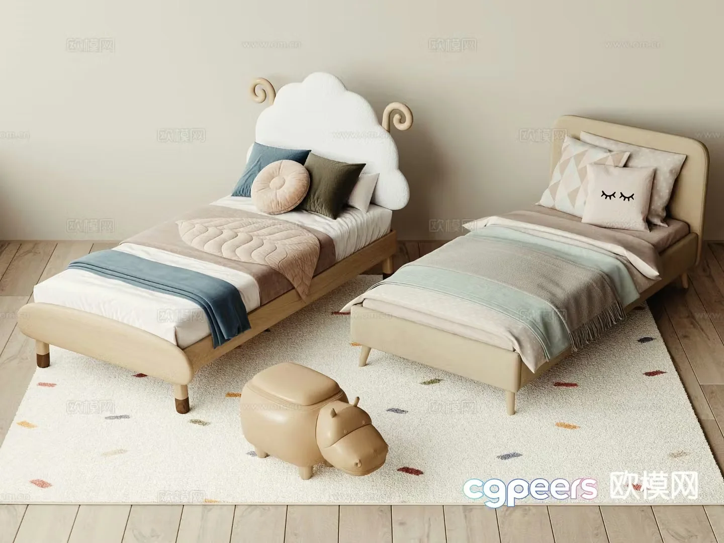 Modern children’s bed 3d model