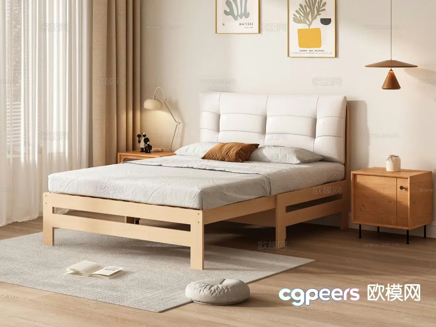 Nordic double bed 3d model