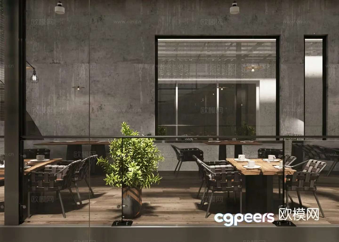 Industrial style western restaurant 3D model