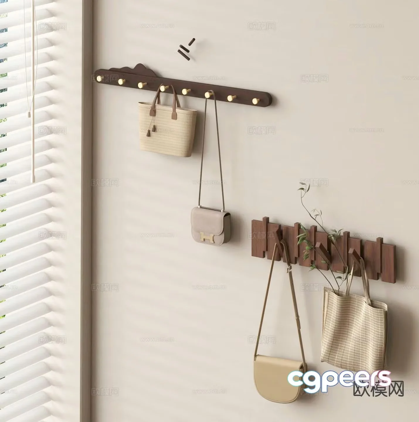 Wabi-sabi clothes hook clothes hanger bag hanger 3D model