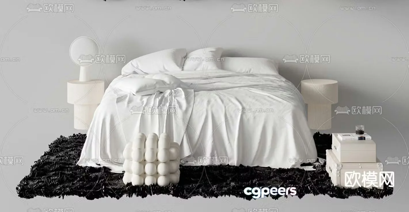 Wabi-sabi double bed 3d model