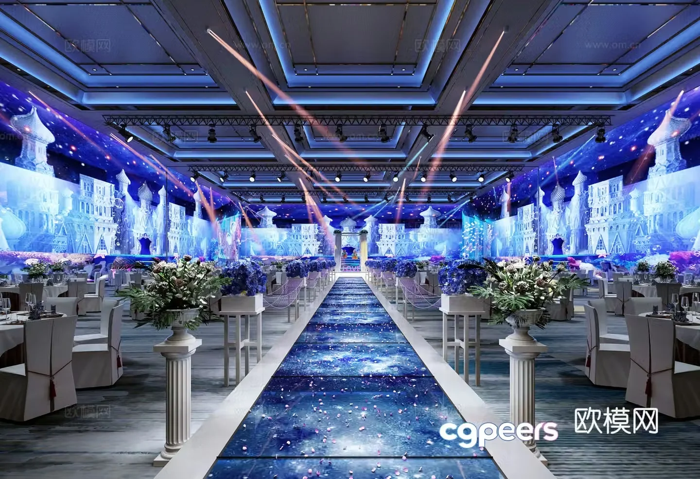 Modern hotel banquet hall 3D model