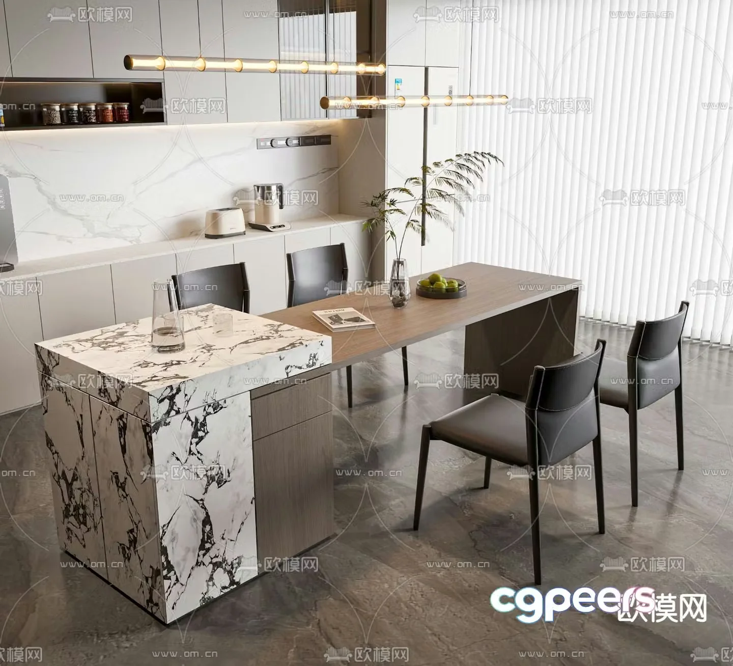 Modern island restaurant 3d model