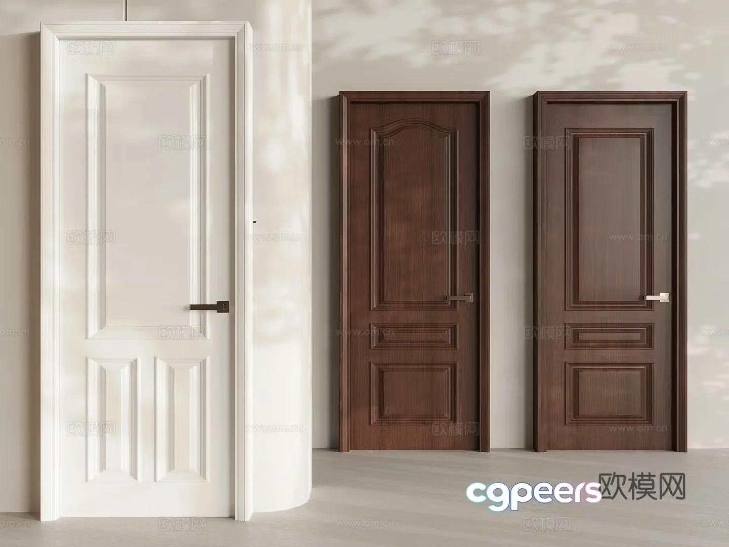New Chinese style swing door bedroom door single door 3d model