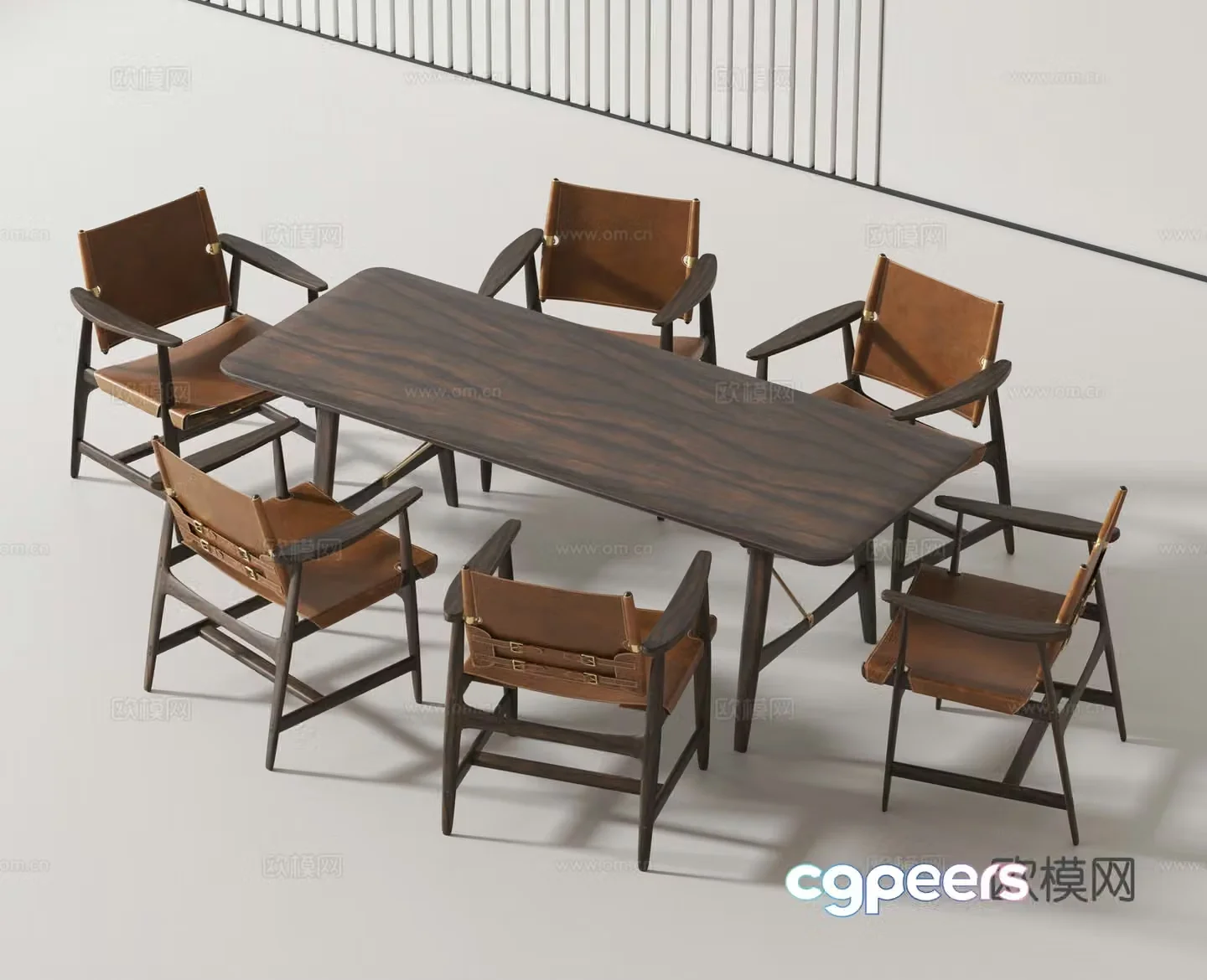Modern dining table and chairs 3d model