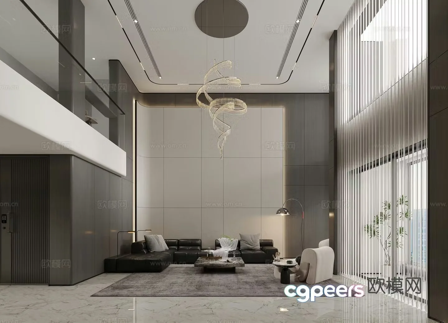 Modern Italian style empty villa 3d model
