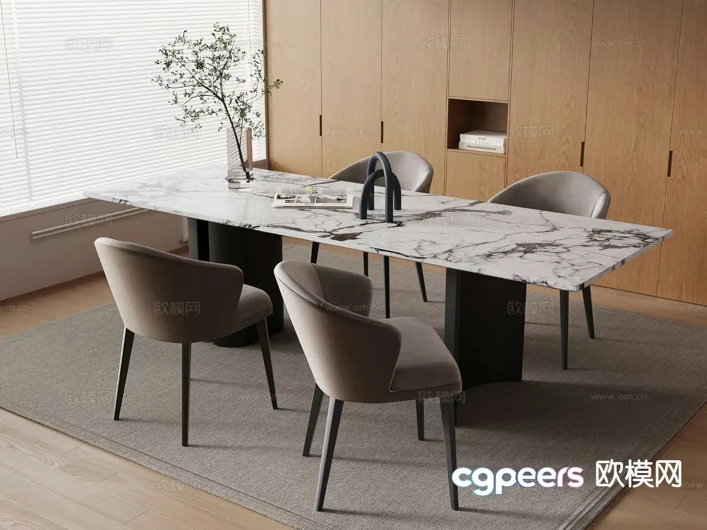 Modern dining table and chairs bar dining table 3d model