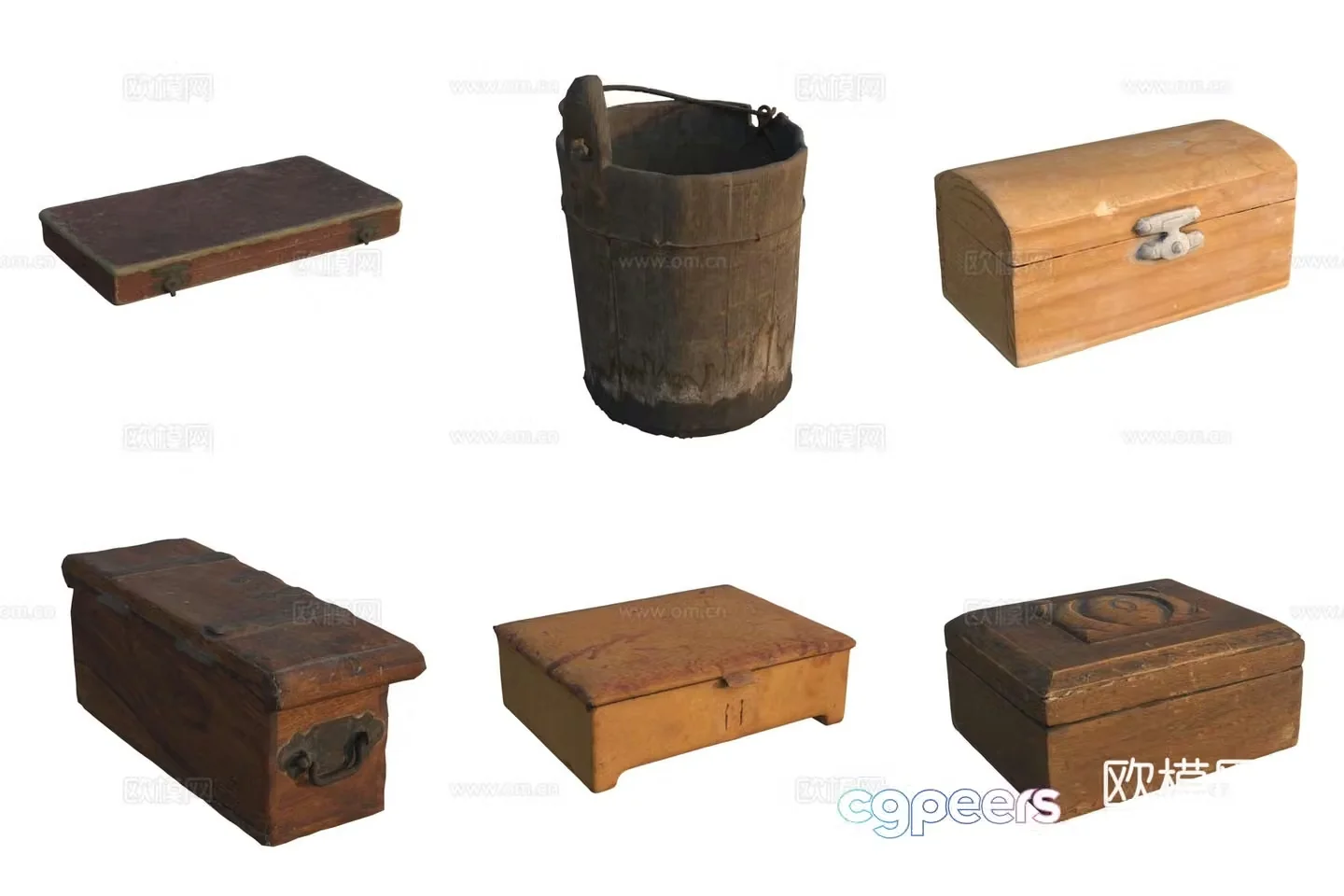 Storage wooden box wooden barrel wooden box 3d model