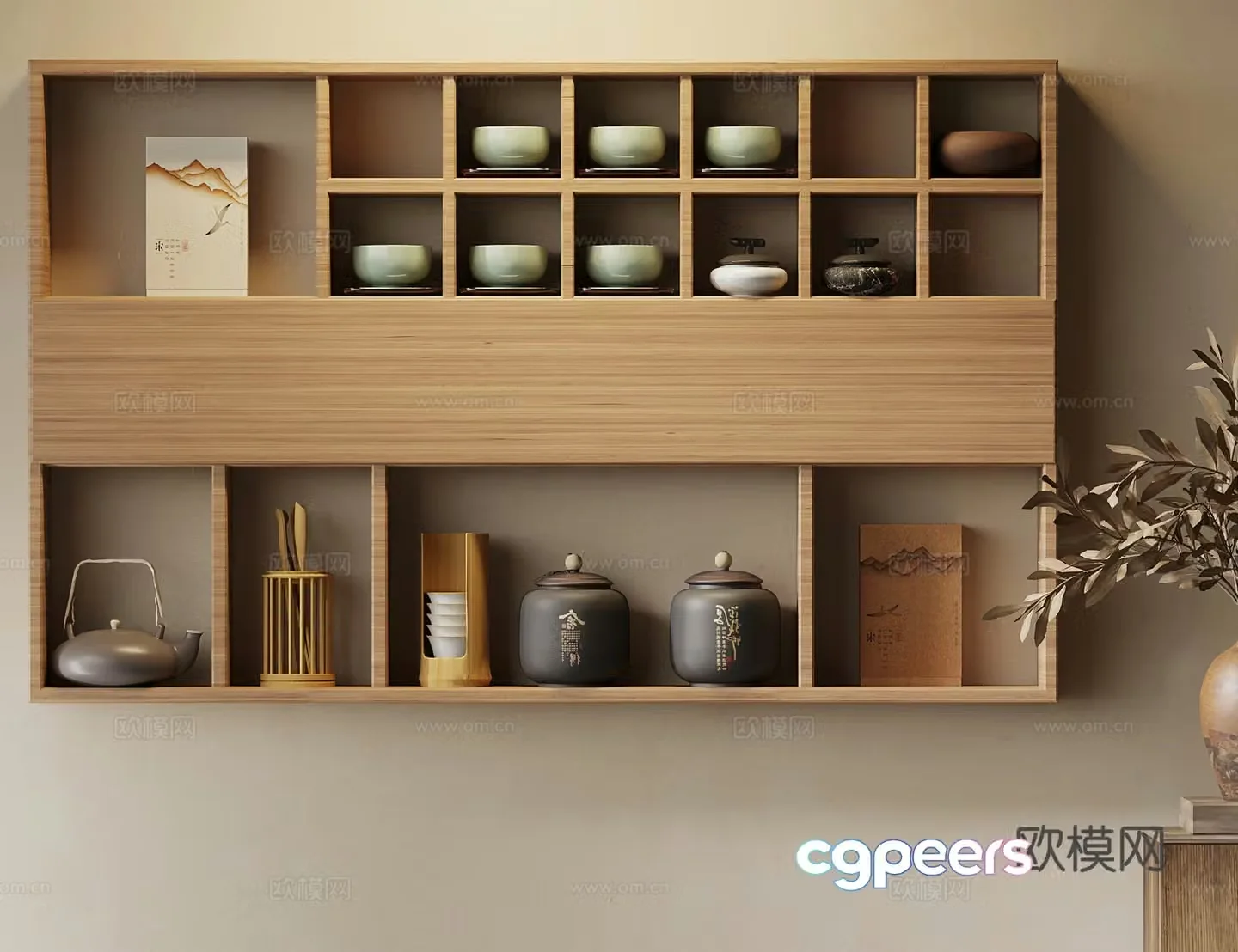 Tea cabinet New Chinese style tea cabinet Wall cabinet 3D model