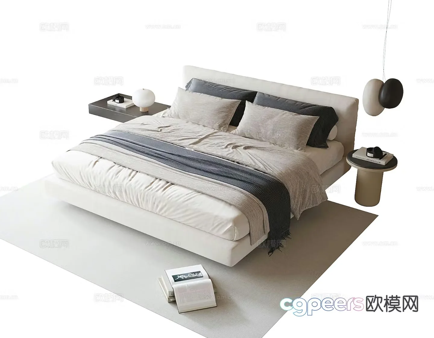 Modern double bed 3d model