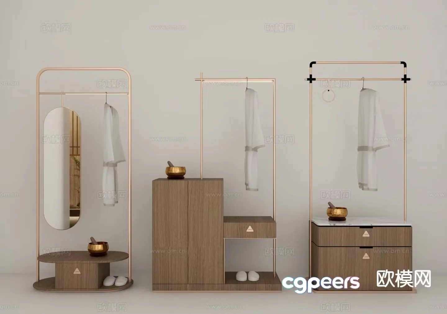 Beauty salon guest robe cabinet hanging wardrobe 3d model