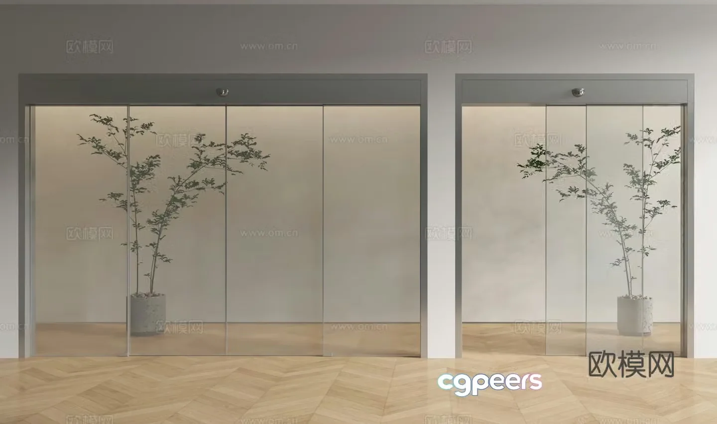 Modern electric door Electric glass door Electric induction door Glass door 3D model