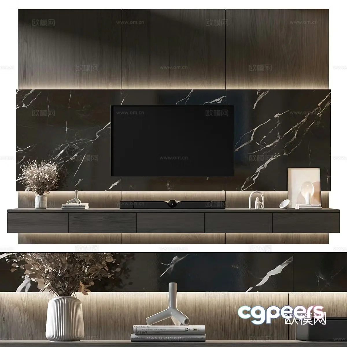 Italian TV background wall 3D model