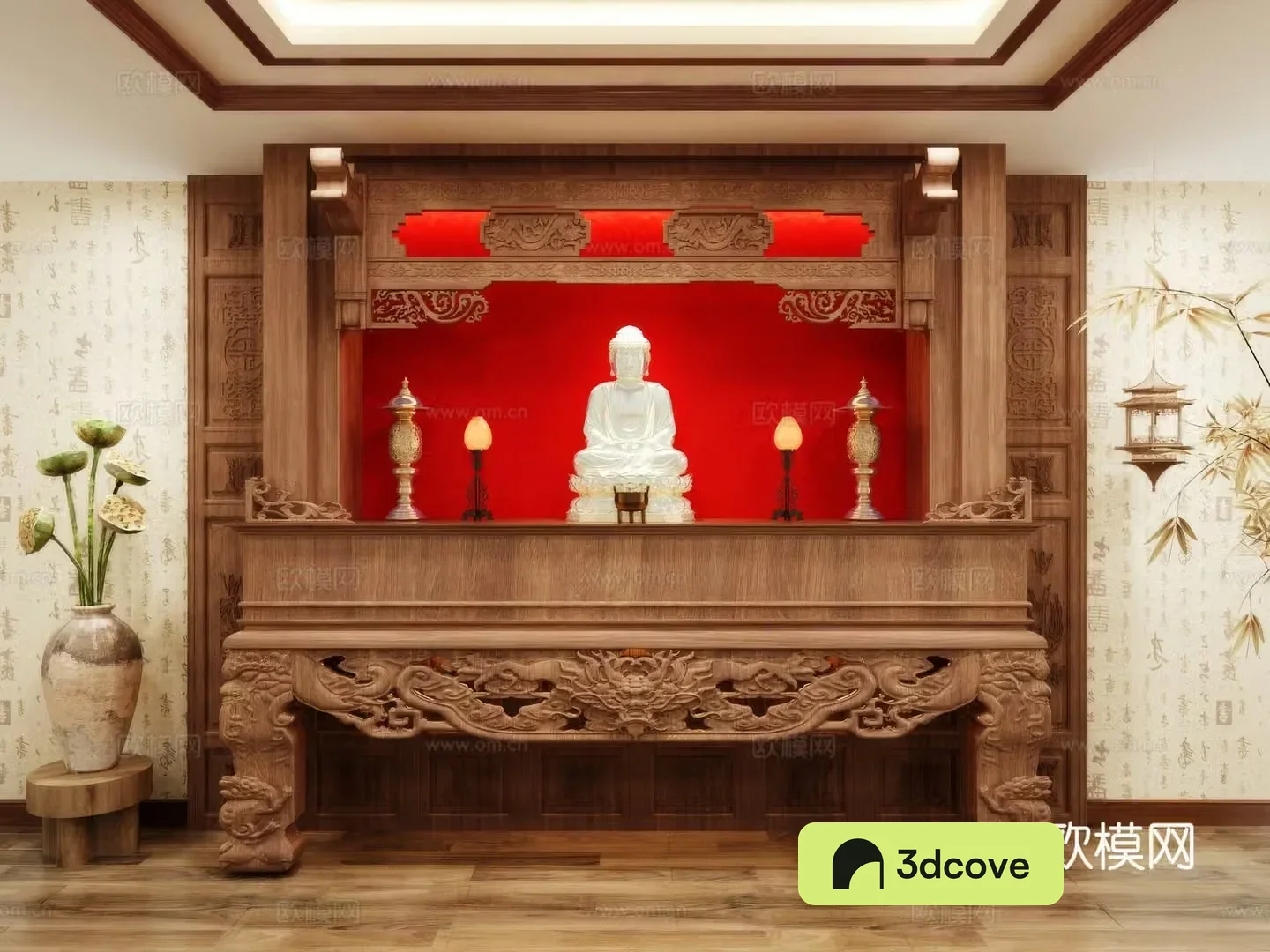 Buddha niche shrine hostel incense stove candle holder
