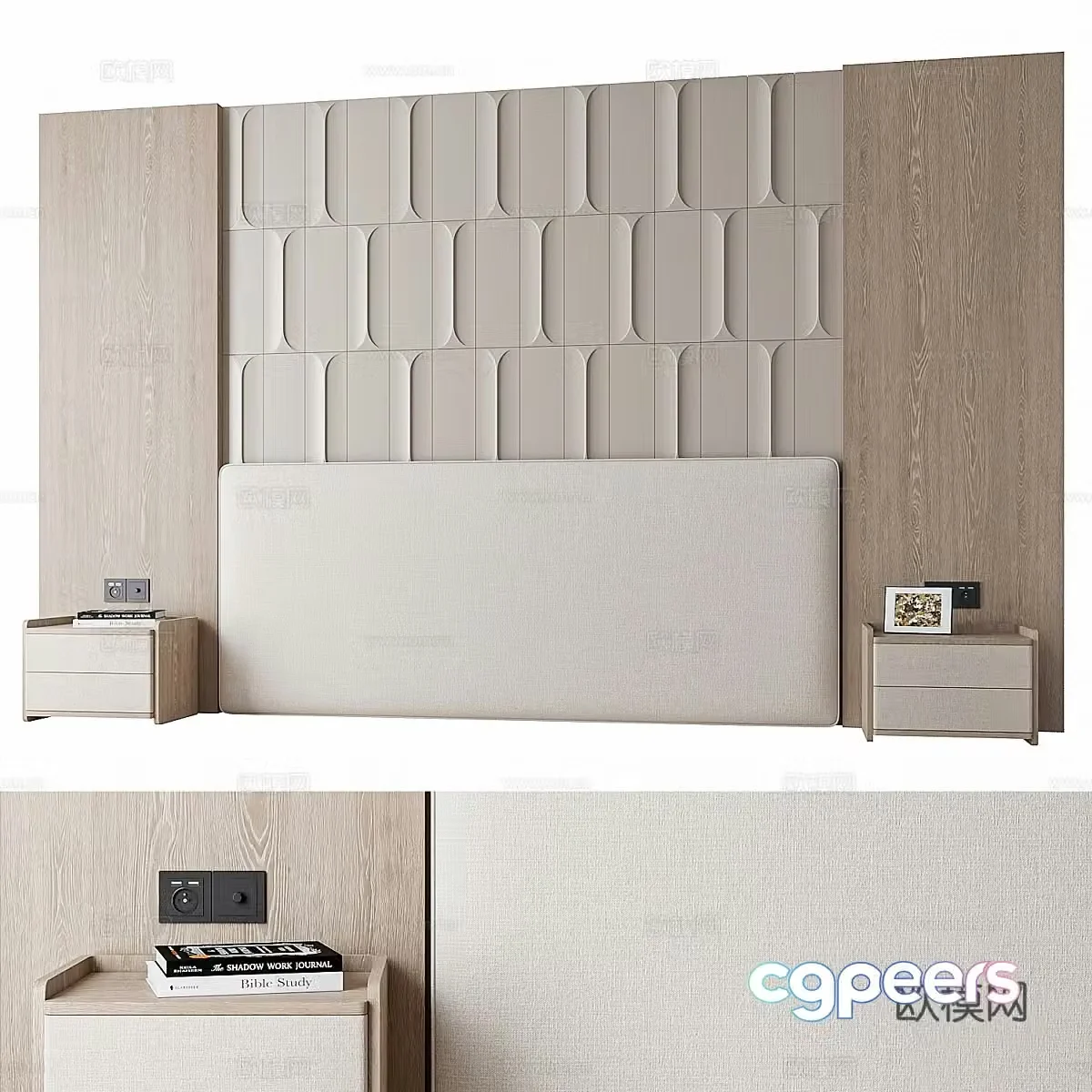 New Chinese style bedroom background wall 3d model
