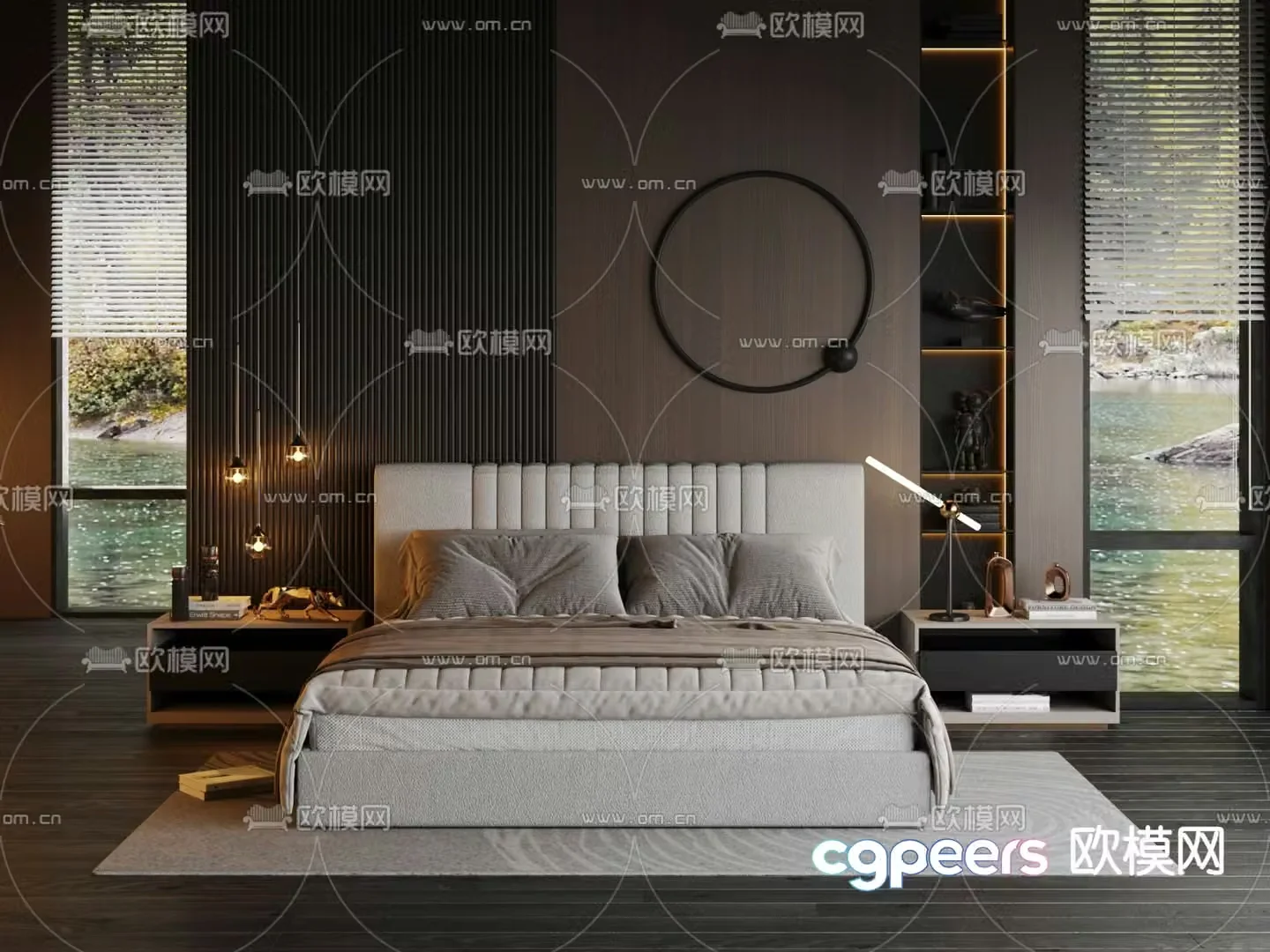 Modern fabric double bed 3d model