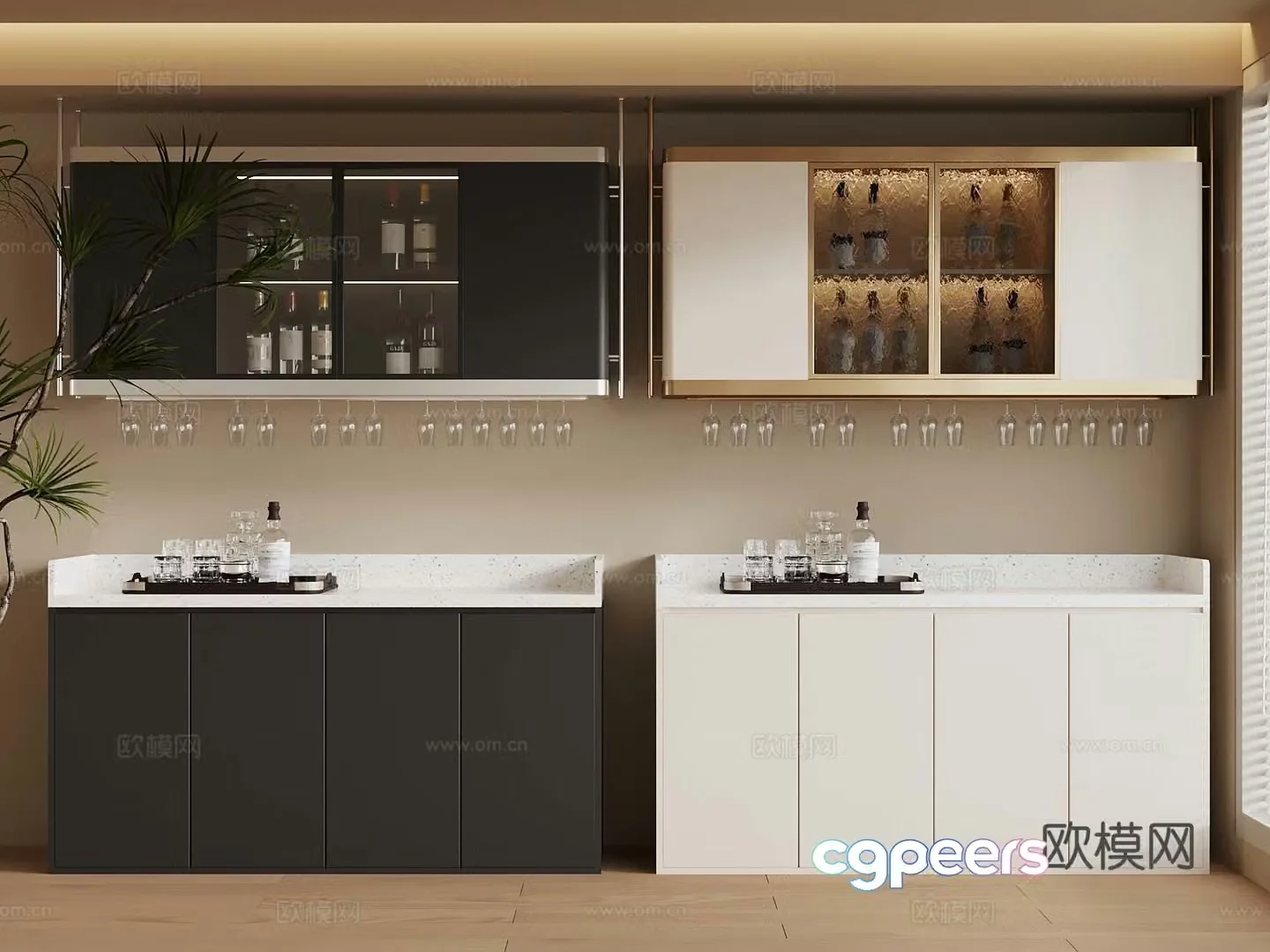 Modern French sideboard dining cabinet 3D model