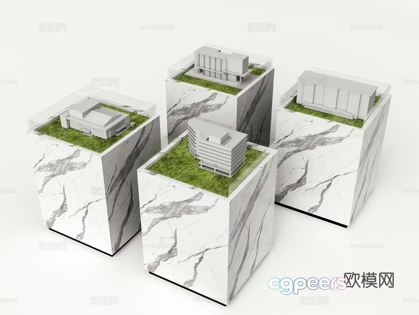Modern building sand table 3d model