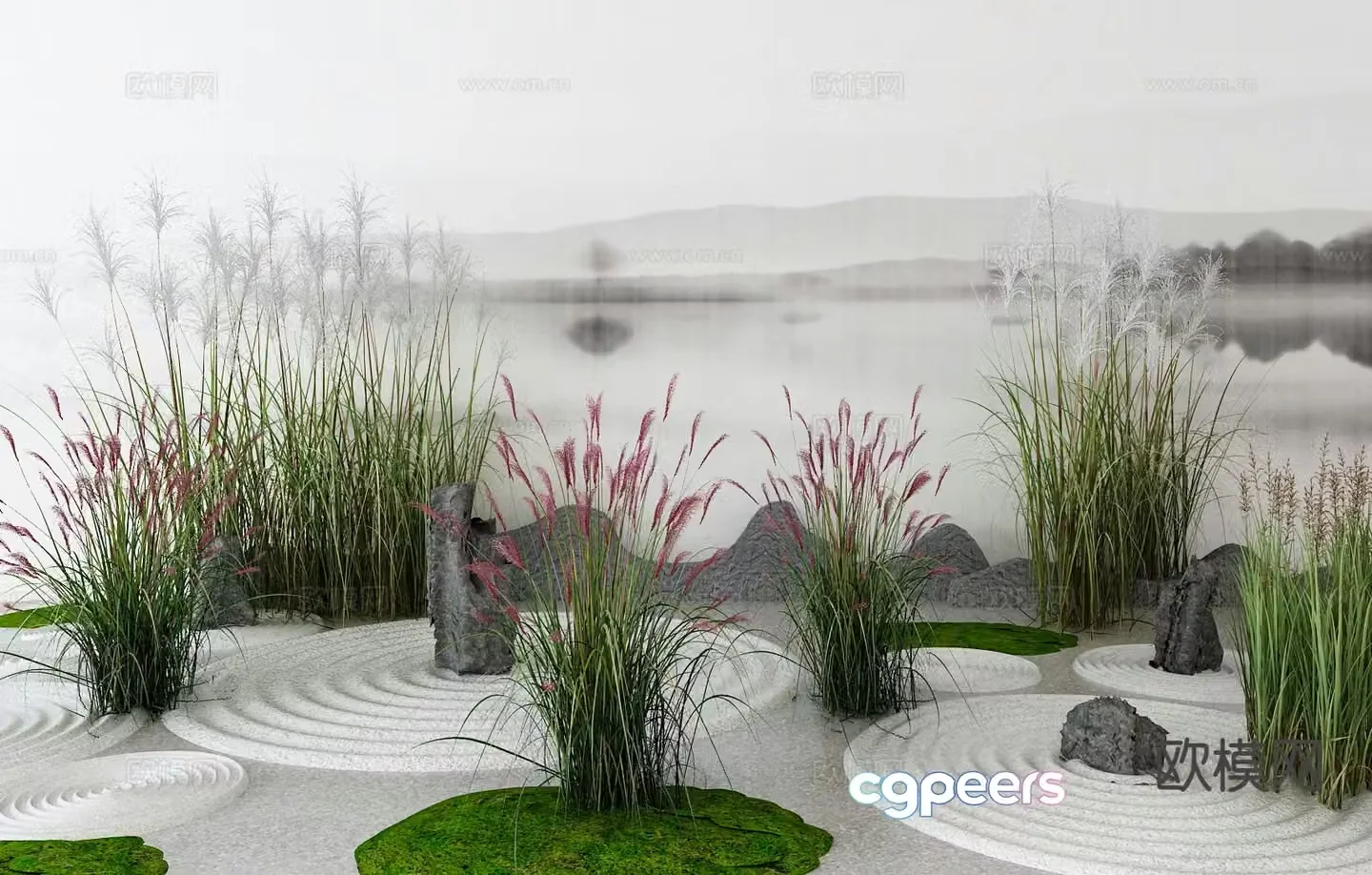 New Chinese style dry landscape landscape sketch 3D model