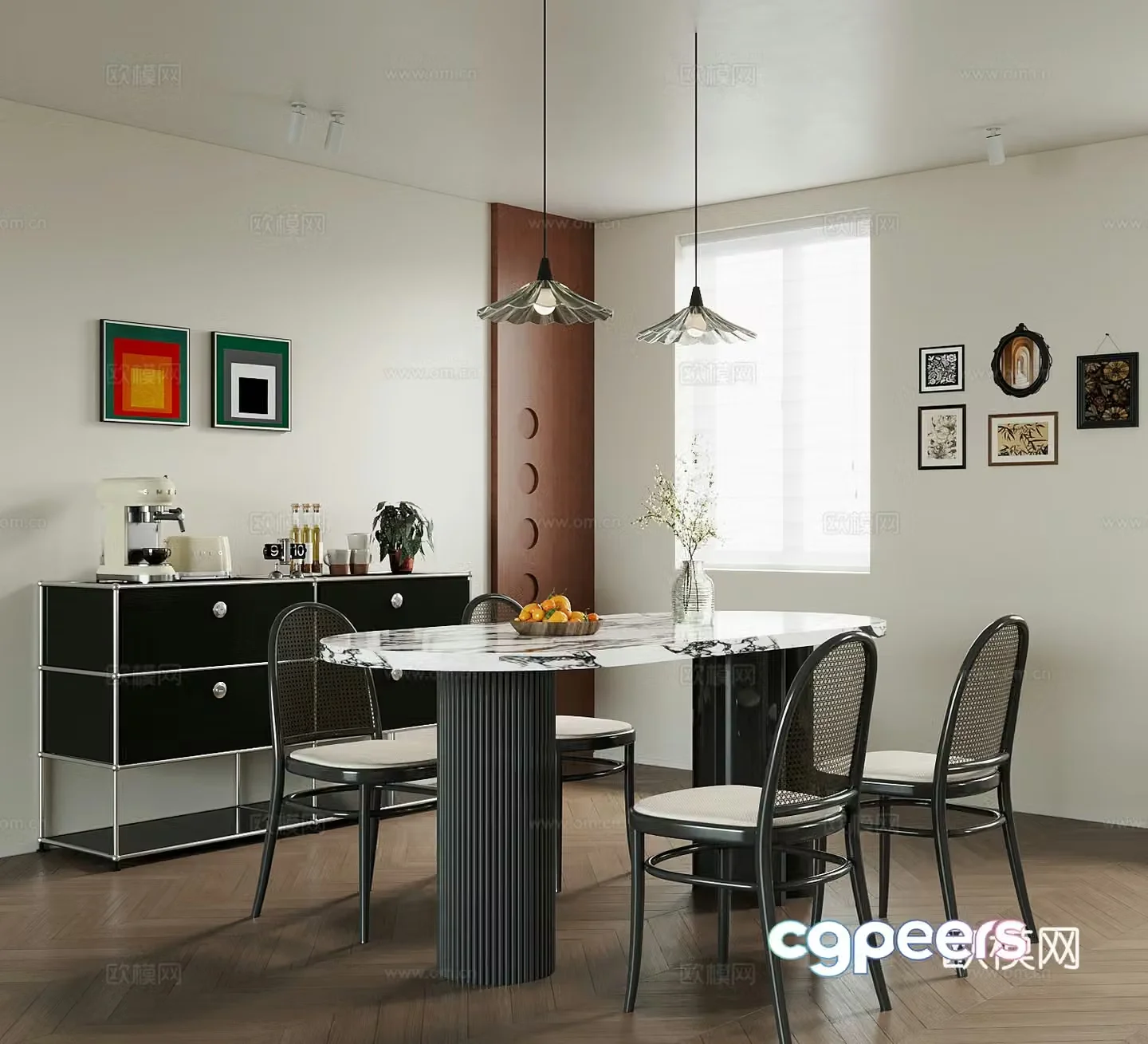 Restaurant Modern Restaurant Dining Table and Chair 3D Model