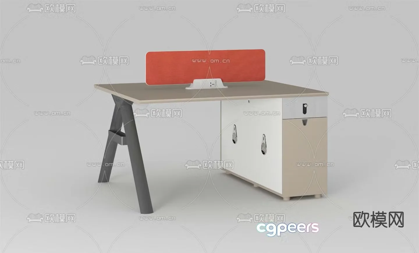 desk employee desk post 3d model