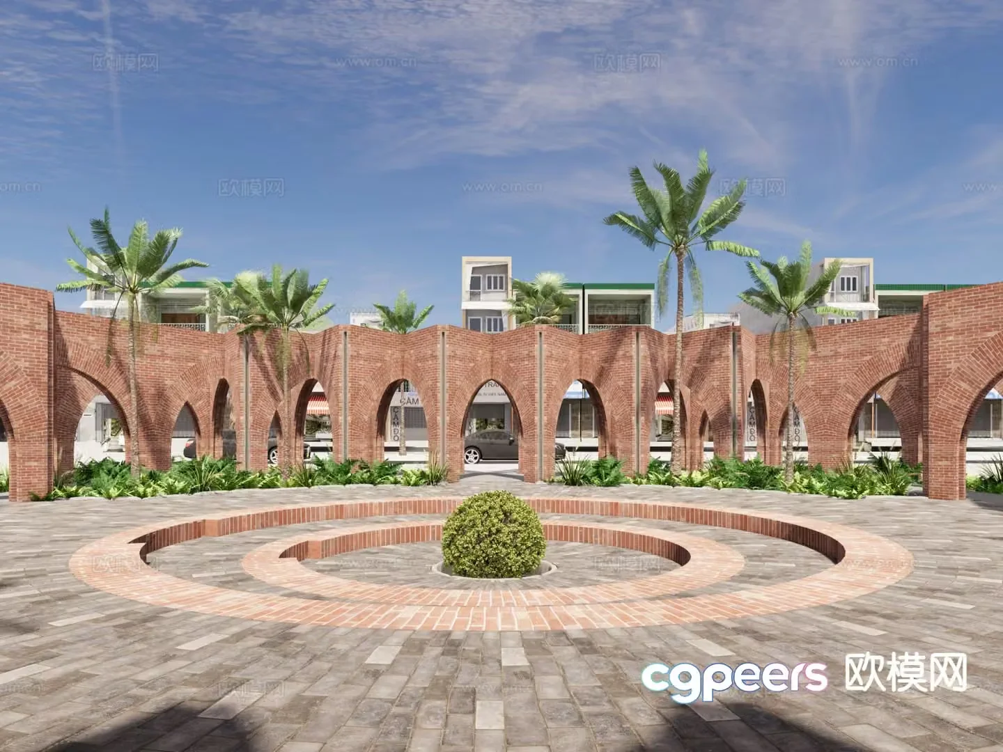 Modern pocket park mini park citizen park square park 3d model