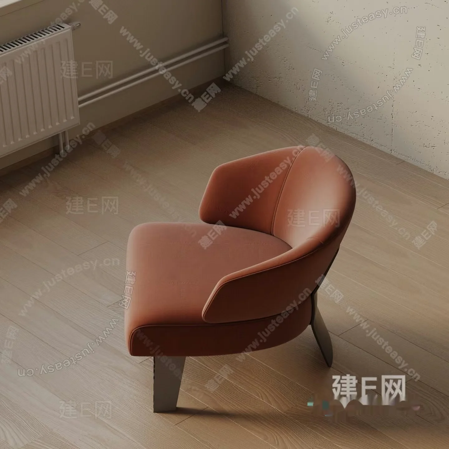 A Brown Chair In A Room 3D Model – 2229 – VRAY Render