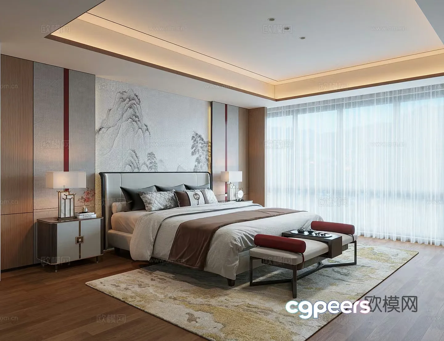 New Chinese bedroom 3D model