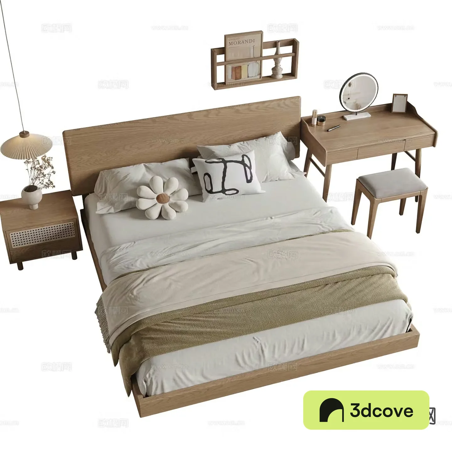 Log style double bed