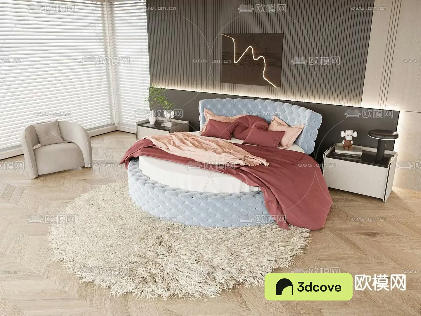 Round bed double bed